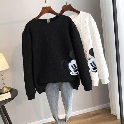 Texturovaná mikina s Mickey Mousem (Barva Bílá, Velikost M)