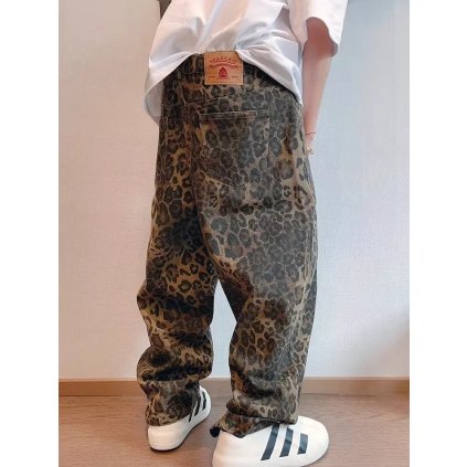 Pánské džíny s leopardím vzorem (Barva Modrá, Velikost XL)