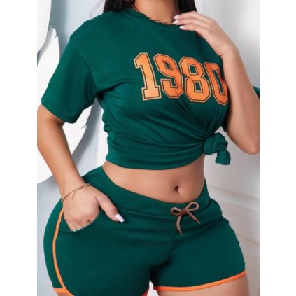 Dámská sportovní souprava s potiskem (Barva Černá, Velikost 2XL)