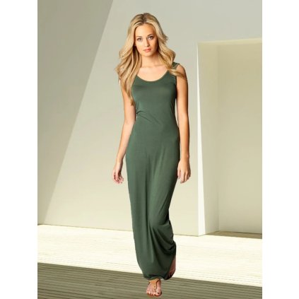 Dlouhé přiléhavé šaty na léto elegantní (Barva Khaki, Velikost 2XL)