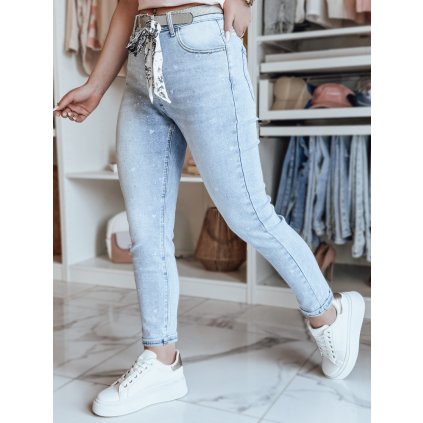 Dámské džíny slim fit se srdíčky s páskem SPARKYS UY2425 (Velikost S, Barva Nebeská)