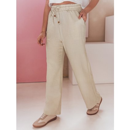 Dámské kalhoty látkové wide leg LINESSA UY2643 (Velikost M, Barva Khaki)