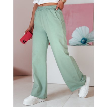 Dámské kalhoty teplákové wide leg DRESLINA UY2690 (Velikost ONE SIZE, Barva Světle zelená)