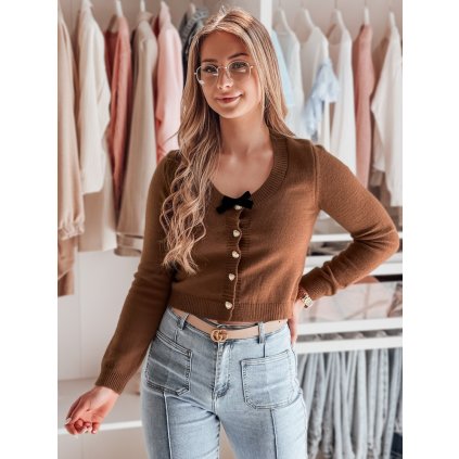 Dámský svetr krátký one size s mašlí LAMURE MY2472