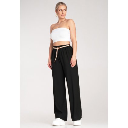 Boho kalhoty s elastickým pasem M1149 (Barva Černá, Velikost S/M)