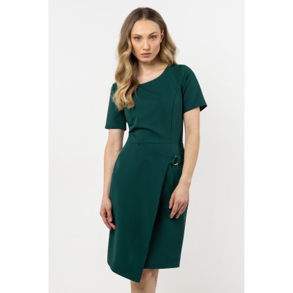 Minišaty s pouzdrovým lemem a krátkými rukávy A710 (Velikost S, Barva Černá)