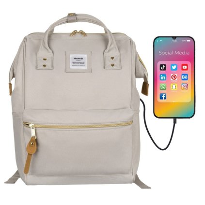 Béžový batoh s USB portem pro 13,3" notebook (Barva Šedá 1)