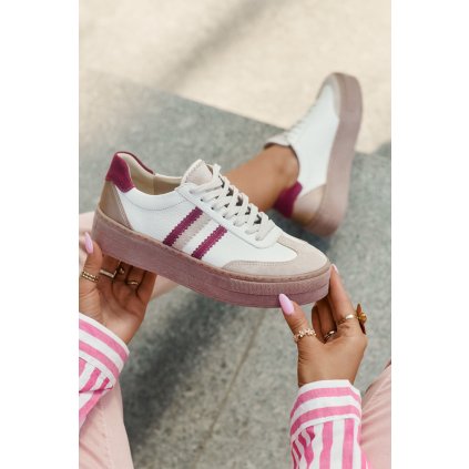 Kožené dámské sneakersy na platformě Zazoo N1234 (Velikost 38)