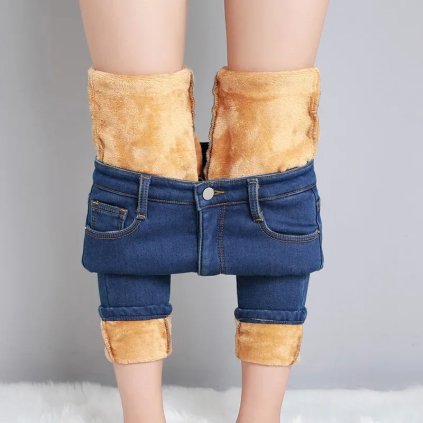 Dámské zateplené džíny zimní (Barva (varianta) Dark blue trousers single, Velikost 32)