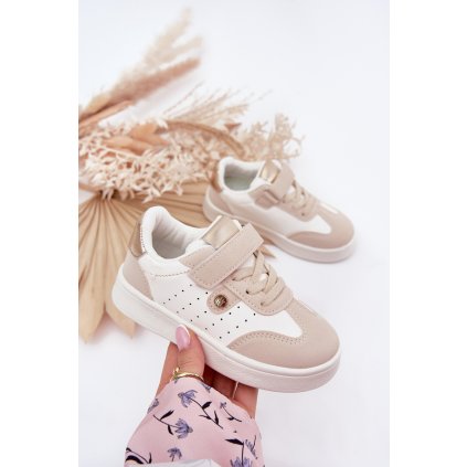 Sportovní Boty Sneakers Dívčí Na Suchý Zip Zarina (Velikost 30, Barva Béžová)