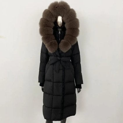 Luxusní parka s límcem z lišky – nepromokavá a teplá