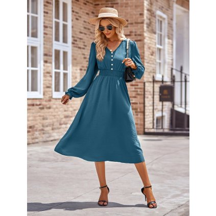 Elegantní letni šaty – dlouhý rukáv, slim střih