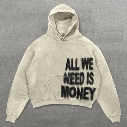 Mikina „All We Need Is Money“ – unisex anime Y2K styl