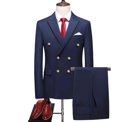Elegantní dvoudílný pánský oblek – dvouřadé sako + kalhoty