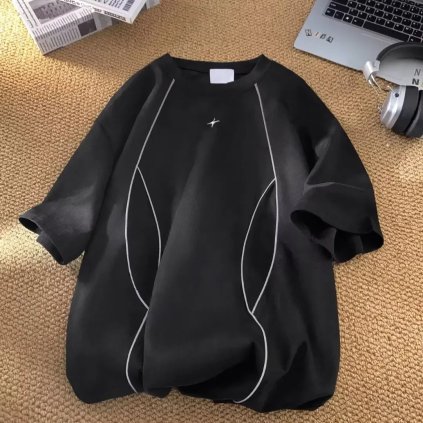 Pánské tričko s kulatým výstřihem – volný střih, krátký rukáv (Barva (varianta) 707 Black, Velikost 2XL)
