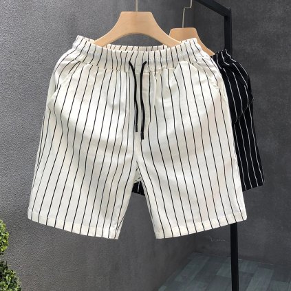 Pánské proužkované kraťasy – s volným střihem (Barva (Varianta) D124 Black, Velikost M)
