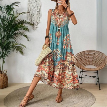 Dámské letní šaty – vzor, boho styl, volný střih