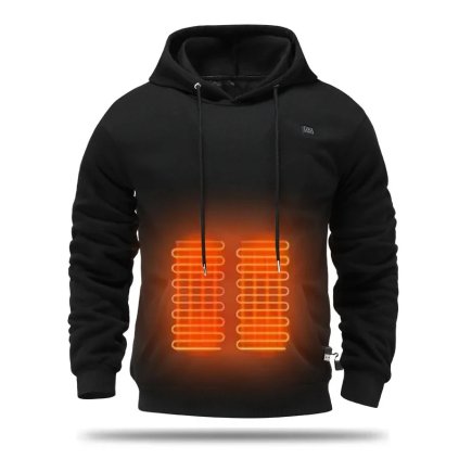 Vyhřívaná pánská mikina s kapucí – USB napájení (Barva Šedá, Velikost 3XL)