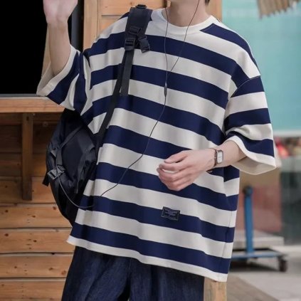 Pruhované tričko – volný unisex střih, studentský styl