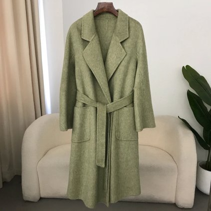 Dlouhý kašmírový kabát – evropský styl, volný, elegantní