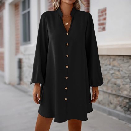 Volné košilové šaty pro ženy – jednoduchý letní model (Barva Khaki, Velikost XL)