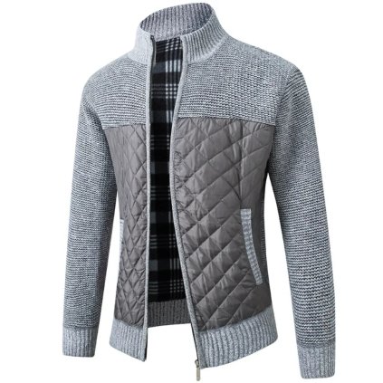 Pánský svetr na zip – slim střih, stojáček, hřejivý úplet