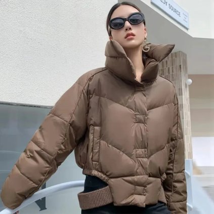 péřová bunda s dlouhým rukávem – s knoflíky