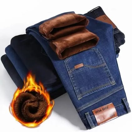Zateplené džíny s rovným střihem a fleecovou podšívkou (Barva (Varianta) 8010 regular-Blue, Velikost 38)