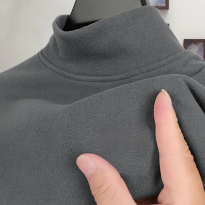 Zimní oboustranná flísová mikina pro muže s polovičním zipem (Barva (Varianta) De velvet half turtleneck light gray, Velikost XL)