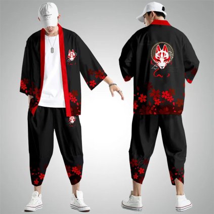 Japonská kimono souprava ve stylu cosplay s tradičním potiskem (Barva (varianta) tz-002, Velikost XL)