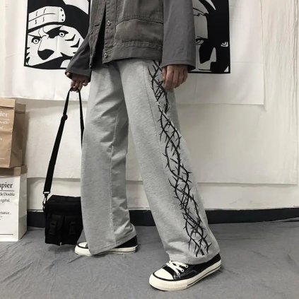Oversize unisex tepláky s potiskem ve streetwear stylu