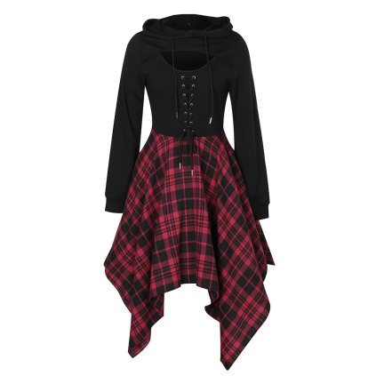 šaty s kapucí – styl Halloween s dlouhým rukávem