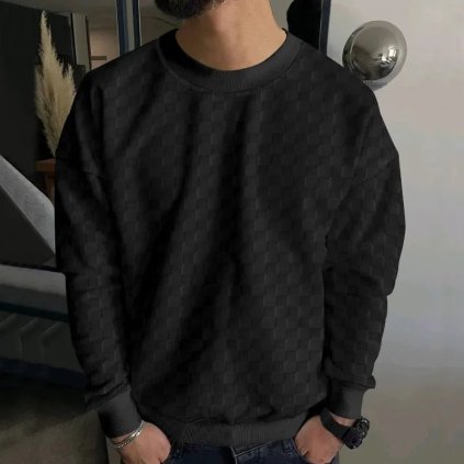 mikina s dlouhým rukávem a vzorem v casual stylu (Barva Černá, Velikost L)