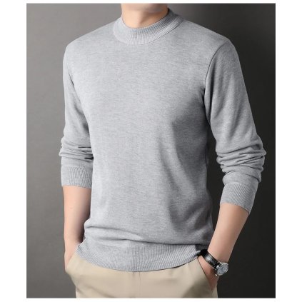Pánský pletený svetr s fleecem a dlouhým rukávem na zimu (Barva Bílá, Velikost 2XL)