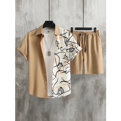 Pánská letní sada – tričko a kraťasy, streetwear styl (Barva (varianta) a1211103, Velikost 4XL)