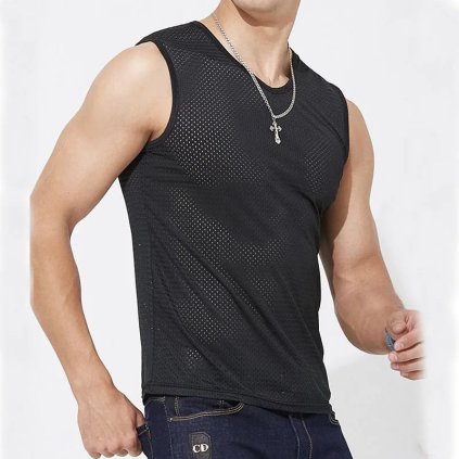 Pánské sportovní tílko z prodyšné síťoviny pro fitness (Barva (varianta) Gray A, Velikost XL)