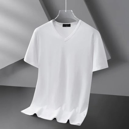 Pánské tričko s výstřihem do V – lehký a rychleschnoucí (Barva Tmavě šedá, Velikost 4XL)
