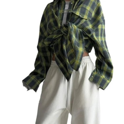 Volná košile v kostkovaném vzoru s knoflíky (Barva (Varianta) Aprikotová, Velikost 2XL)