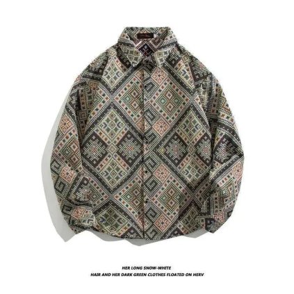 Vintage košile s etno vzorem – unisex, volný střih (Velikost XL, Barva (varianta) 927)