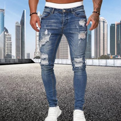 Pánské skinny džíny s dírami – úzký střih, street styl