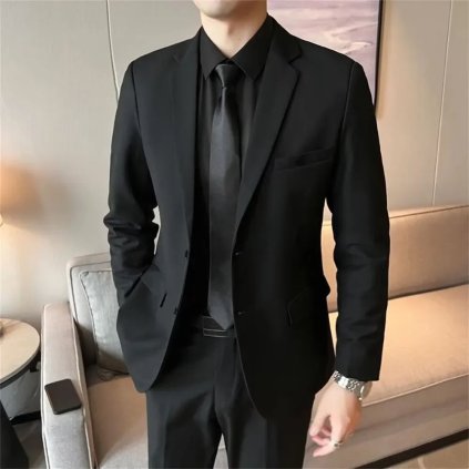 Pánské oblekové sako ve slim střihu pro formální události (Barva Černá, Velikost L)