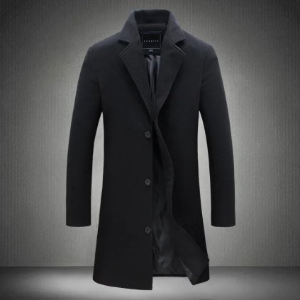 Pánský kabát – klasický trench coat, elegantní střih (Barva Khaki, Velikost L)