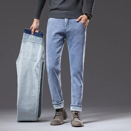 Pánské zimní džíny s podšívkou a pružným pasem (Barva (varianta) 992 gray fleece-lined, Velikost 28)