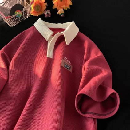 Pánské polo tričko v retro stylu s krátkým rukávem (Barva Zelená, Velikost 2XL)