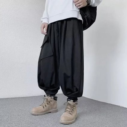 Pánské široké cargo kalhoty – volný střih (Barva Zelená, Velikost 2XL)