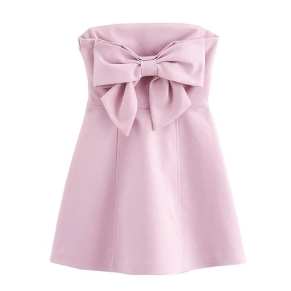 Dámské mini šaty bez ramínek – elegantní model s mašlí