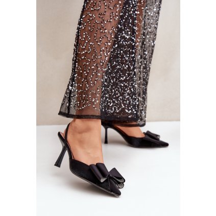 Textilní Lodičky S Mašlí  Selatea (Velikost 36, Barva Černá)