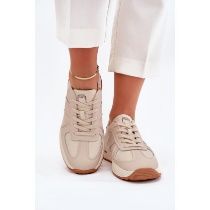 Kožené Dámské Sportovní Boty Sneakers Daniel Lopez Just Dare SS2D4043 (Velikost 38, Barva Béžová)