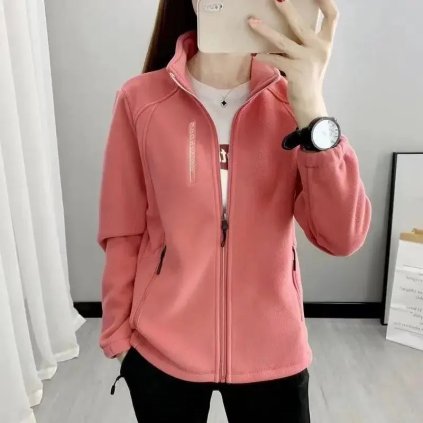 flísový svetr na zip ve volném střihu (Barva Džínová, Velikost 5XL)