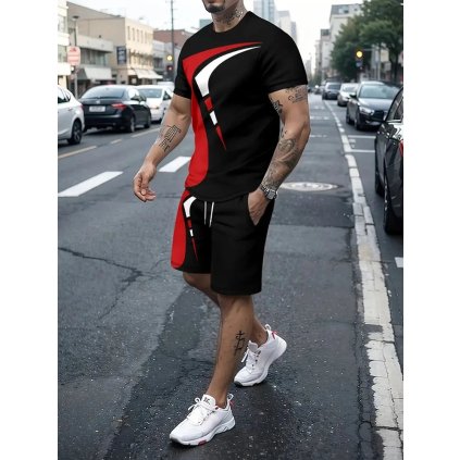 Pánská letní souprava s tričkem a kraťasy ve streetwear stylu (Barva (varianta) YTZJH4016135451, Velikost 3XL)
